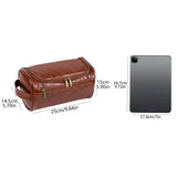 Coffee Large Capacity PU Leather Travel Toiletry Bag - Portable Waterproof Makeup Organizer for Business & Vacation - Top-Down View