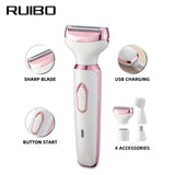 Women's 4-in-1 Electric Hair Removal Razor for Sensitive Areas - Underarm, Bikini Line & Body Grooming (3028 white) - Side View