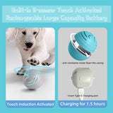 2PCS Green Rechargeable Automatic Jumping Pet Toy Ball - Interactive Smart Play Ball for Dogs & Cats - Top-Down View
