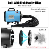 Pet Hair Dryer with Multiple Nozzles - Powerful and Quiet for Dogs and Cats (Black) - Side View