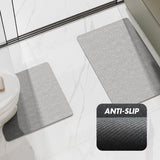 Blue Bathroom Floor Mat Set - U-Shaped Toilet Mat 50*50cm & Rectangular 60x90cm Mat for Bathroom - Front View
