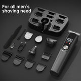 Gray Multifunctional Rechargeable Hair Clipper Set - Waterproof Electric Hair Trimmer
