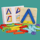 Children's Wooden Two-Player Creative Pegboard - Educational Toy for Number, Color, and Shape Recognition - Front View