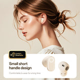 Black M84 Short Handle Plated In-Ear Bluetooth Earphones - Noise-Cancelling, Wireless, Retro Minimalist Design - Front View