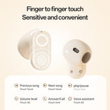 Beige M84 Short Handle Plated In-Ear Bluetooth Earphones - Noise-Cancelling, Wireless, Retro Minimalist Design - Top-Down View