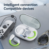 White M82 Transparent OWS Wireless Bluetooth Earphones - Clear Sound, Comfortable Over-Ear Fit - Front View