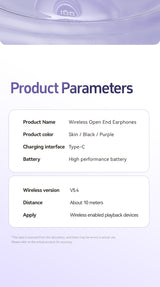 Purple M97 Spherical OWS Plated Over-Ear Bluetooth Earphones - Stylish Design, Superior Sound Quality, Comfortable Fit - 45-Degree Angle