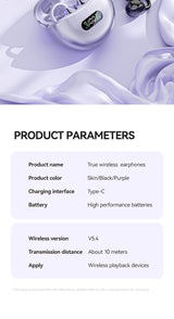 Purple M79 Spherical OWS Over-Ear Bluetooth Earphones - Wireless, Stylish Design, Superior Sound Quality - 45-Degree Angle