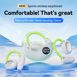 Black M80 Transparent OWS Over-Ear Bluetooth Earphones - Wireless, Clear Sound, Stylish Design - Front View