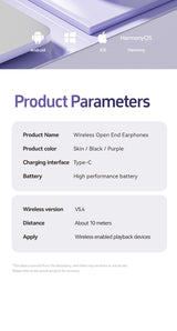 Purple M108 Spherical OWS Over-Ear Bluetooth Earphones - Stylish Design, Premium Sound, Wireless Convenience - 45-Degree Angle