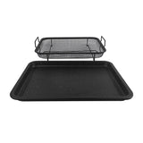 BBQ Square Non-Stick Stainless Steel Grill Basket - Copper Color, Small Size (30*22*5.5 cm), Ideal for Grilling Meat and Vegetables - Front View