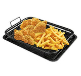BBQ Square Non-Stick Stainless Steel Grill Basket - Copper Color, Small Size (30*22*5.5 cm), Ideal for Grilling Meat and Vegetables - Side View