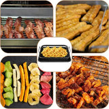 BBQ Square Non-Stick Stainless Steel Grill Basket - Copper Color, Small Size (30*22*5.5 cm), Ideal for Grilling Meat and Vegetables - Top-Down View