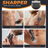 Men's Electric Hair Removal Trimmer - Smart Digital Display, Rechargeable Private Area Shaver, Model PR-8003 - Side View