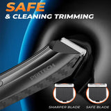 Men's Electric Hair Removal Trimmer - Smart Digital Display, Rechargeable Private Area Shaver, Model PR-8003 - Top-Down View