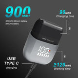 PRITECH Smart Portable Mini Electric Shaver - Digital Display, Model RSM-2289, Light Blue - Top-Down View