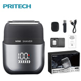 PRITECH Smart Portable Mini Electric Shaver - Digital Display, Model RSM-2289, Light Blue - 45-Degree Angle