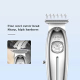 Silver KM-1949 Professional Hair Clipper - Electric Hair Trimmer for Styling & Carving with Precision Blades - Front View
