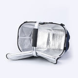 Dark Blue Portable Picnic Basket - Foldable Insulated Outdoor Shopping Basket, Meal Delivery & Takeout Carrier - Side View