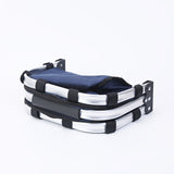 Dark Blue Portable Picnic Basket - Foldable Insulated Outdoor Shopping Basket, Meal Delivery & Takeout Carrier - Top-Down View