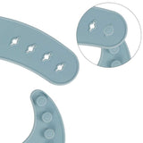 Blue 8-Piece Silicone Children's Tableware Set - BPA-Free Baby Feeding Utensils with Wooden Fork and Spoon, Cup, Bowl, and Bibs - Top-Down View