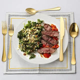 Gold 410 Stainless Steel Cutlery Set - Western Steak Knife, Fork & Spoon Set, 4 Set/20-Piece Dinnerware Set - Side View