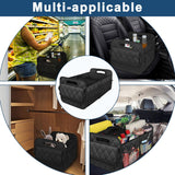 Black Foldable Car Trunk Storage Box with Multiple Compartments - Large Capacity Collapsible Organizer for Car - Front View