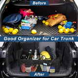 Black Foldable Car Trunk Storage Box with Multiple Compartments - Large Capacity Collapsible Organizer for Car - Side View
