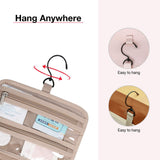 Black Hanging Toiletry Bag Makeup Bag Travel Organizer Set - Portable, Multi-Compartment Storage for Cosmetics and Toiletries - Side View