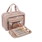 Pink Hanging Toiletry Bag Makeup Bag Travel Organizer Set - Portable, Multi-Compartment Storage for Cosmetics and Toiletries - Front View