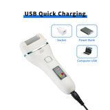 017 White Electric Foot Callus Remover - Rechargeable Waterproof Pedicure Tool with Automatic Dead Skin Removal - Front View