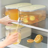 Dark Green Refrigerator Cold Water Dispenser - 5.3L Fruit Tea Jug with Tap for Home Beverages - Side View