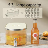 Dark Green Refrigerator Cold Water Dispenser - 5.3L Fruit Tea Jug with Tap for Home Beverages - Top-Down View