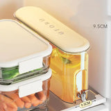 Cream White Refrigerator Cold Water Jug with Tap - 4L Large Capacity Sealed Beverage Dispenser for Juice and Water - Side View
