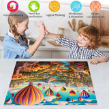 1000 Piece Hot Air Balloon Adventure Jigsaw Puzzle for Adults - Difficult Paper Puzzle for Adults with Beautiful Scenery, Stress Relief and Cognitive Enhancement - Top-Down View