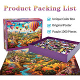 1000 Piece Hot Air Balloon Adventure Jigsaw Puzzle for Adults - Difficult Paper Puzzle for Adults with Beautiful Scenery, Stress Relief and Cognitive Enhancement - 45-Degree Angle