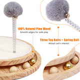 Wooden Interactive Cat Toy – Spinning Track & Wand Toy, Engaging Pet Toy for Cats, Fun Play and Exercise - Top-Down View
