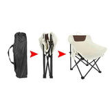 White Outdoor Folding Camping Chair – Portable Lounge Chair, Lightweight Beach Chair, Fishing Stool, and Picnic Seat, Perfect for Outdoor Adventures - Rear View