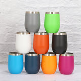 Military Green 12oz Double-Wall Vacuum 304 Eggshell Cup - Mini Portable Insulated U-Shaped Cup, Creative Small Beer Mug - Side View