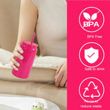 Pink 16oz 304 Stainless Steel Insulated Travel Mug - Portable Outdoor Coffee Cup, Double-Wall Thermos for Hot & Cold Beverages - Rear View