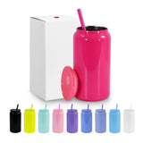 White 16oz 304 Stainless Steel Insulated Travel Mug - Portable Outdoor Coffee Cup, Double-Wall Thermos for Hot & Cold Beverages - 45-Degree Angle