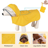XXXL Yellow Reflective Adjustable Pet Raincoat with Hood - Waterproof Dog Jacket, Adjustable Dog Poncho for Outdoor Protection - Front View