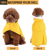 XXXL Yellow Reflective Adjustable Pet Raincoat with Hood - Waterproof Dog Jacket, Adjustable Dog Poncho for Outdoor Protection - Close-Up Angle