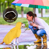 XXXL Yellow Reflective Adjustable Pet Raincoat with Hood - Waterproof Dog Jacket, Adjustable Dog Poncho for Outdoor Protection - Low Angle