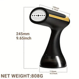 White Handheld Garment Steamer - Portable Mini Steam Iron for Home Use, Wrinkle Remover & Fabric Freshener, Small Travel-Friendly Iron for Clothes, Steam Spray Clothes Steamer - Side View
