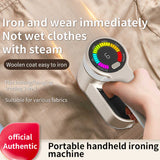 Grey Mini Electric Iron - Rotating Handheld Garment Steamer, Portable Wrinkle Remover for Clothes, Compact Steam Iron for Home and Travel Use - Top-Down View