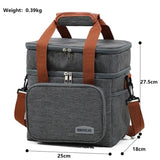 Blue Large Capacity Lunch Bag - Dual-Layer Insulated Cooler Bag for Outdoor, Picnic, and Work Use - Top-Down View