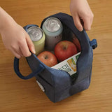 Black Insulated Lunch Bag - Waterproof, Oil-Proof Bento Bag for Students and Workers, Thickened Aluminum Foil Lunch Carrier - Side View