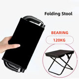 Black Outdoor Folding Stool with Carrying Handle - Portable Camping Seat, Fishing Chair, Collapsible Zipper Stool for Outdoors, Queueing, and More - Side View
