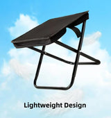 Black Outdoor Folding Stool with Carrying Handle - Portable Camping Seat, Fishing Chair, Collapsible Zipper Stool for Outdoors, Queueing, and More - 45-Degree Angle